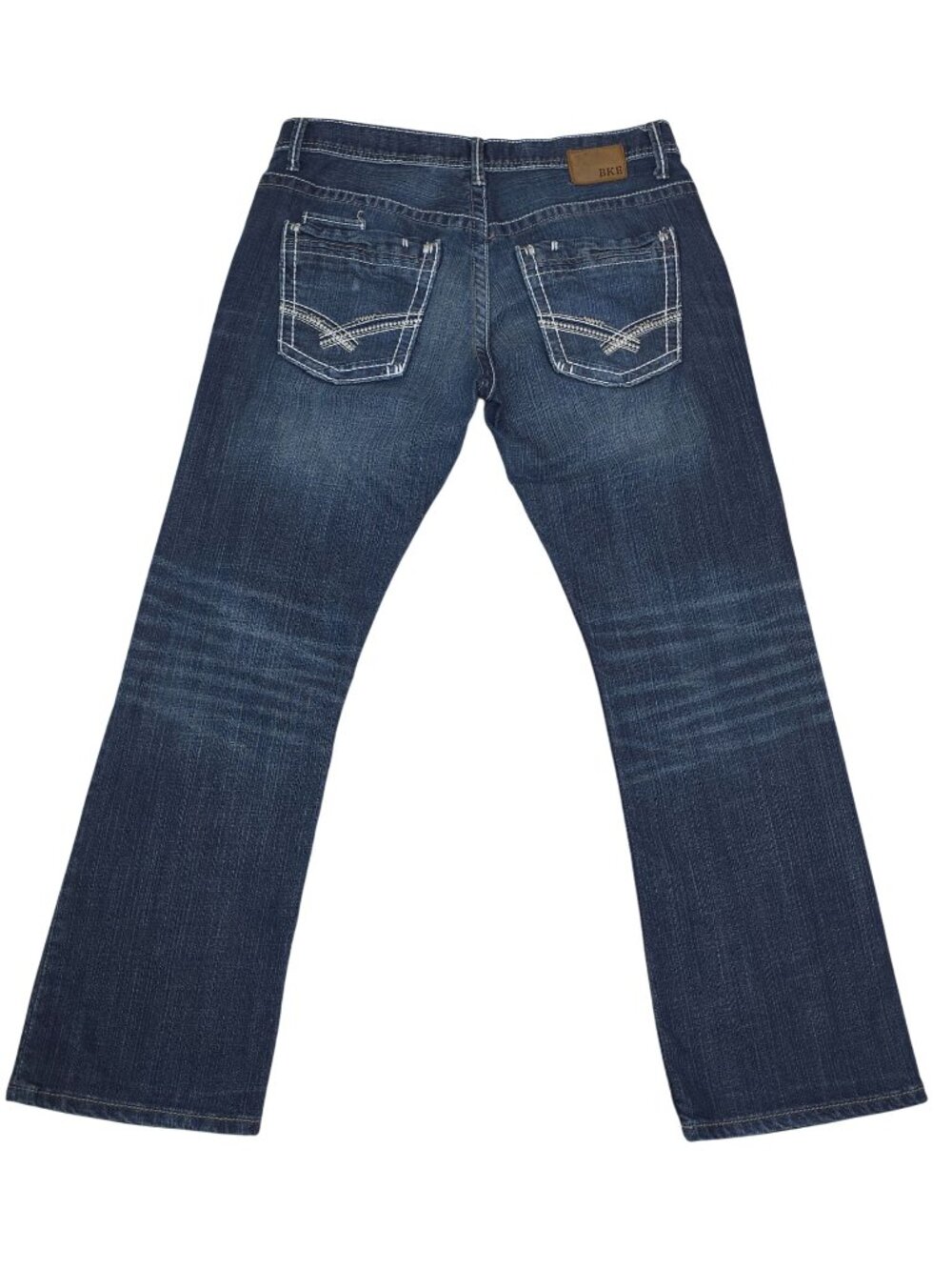 Buckle BKE Carter Bootcut Jeans Mens 32S Distressed Stretch 32x30 Whiskered